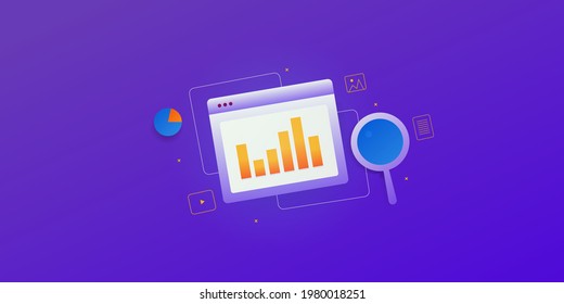 SEO Insights, SEO Tools, Analytics Dashboard For SEO Campaign, Data Driven Marketing, Digital Report - Conceptual Vector Illustration With Icons