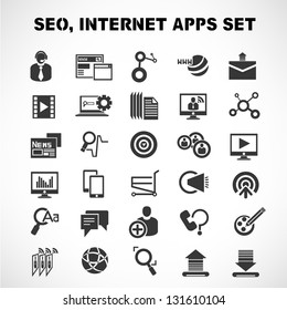 seo and internet apps icon set