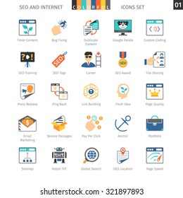 SEO Internet And Development Colorful Icon Set 01