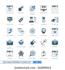 SEO internet and development icon set 01