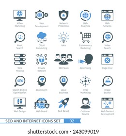 SEO internet and development icon set 02