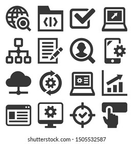 SEO and Internet Icons Set on White Background. Vector