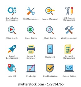 SEO & Internet Marketing Flat Icons - Set 1