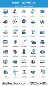 SEO - Internet marketing icon set blue icons,vector