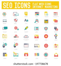 SEO & Internet Marketing icons on white background,vector