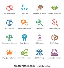 SEO & Internet Marketing Icons - Set 4 | Colored Series