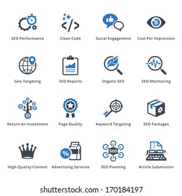 SEO & Internet Marketing Icons - Set 4 | Blue Series