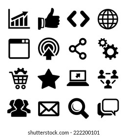 Seo And Internet Marketing Icons Set. Vector