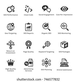 SEO & Internet Marketing Icons Set 4 - Black Series