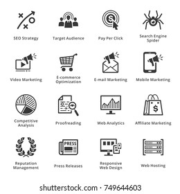 SEO & Internet Marketing Icons Set 3 - Black Series
