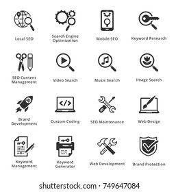 SEO & Internet Marketing Icons Set 1 - Black Series
