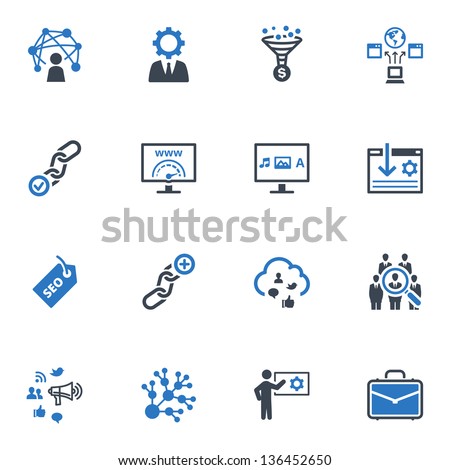 SEO & Internet Marketing Icons - Set 2 | Blue Series 