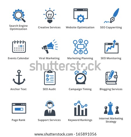 SEO & Internet Marketing Icons - Set 5 | Blue Series