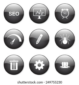 SEO Internet Sign Black Vector Button Icon Design Set 8