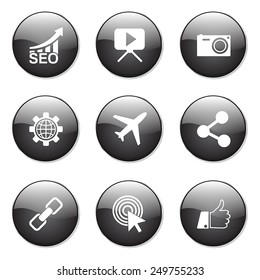 SEO Internet Sign Black Vector Button Icon Design Set 1