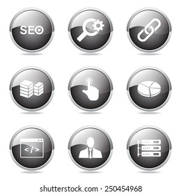 SEO Internet Sign Black Vector Button Icon Design Set 11