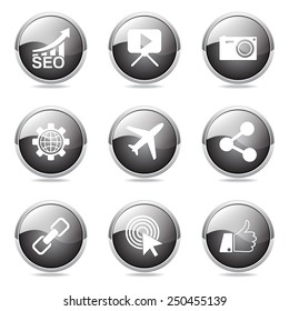 SEO Internet Sign Black Vector Button Icon Design Set 1