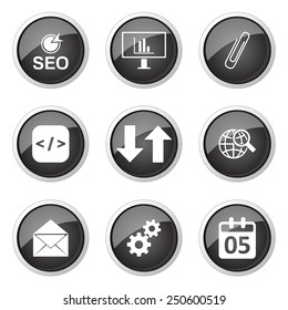 SEO Internet Sign Black Vector Button Icon Design Set 6