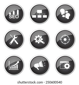 SEO Internet Sign Black Vector Button Icon Design Set 5