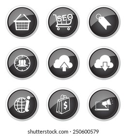 SEO Internet Sign Black Vector Button Icon Design Set 7