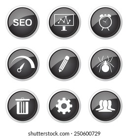 SEO Internet Sign Black Vector Button Icon Design Set 8