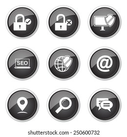 SEO Internet Sign Black Vector Button Icon Design Set 3