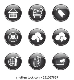 SEO Internet Sign Black Vector Button Icon Design Set 7