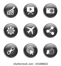 SEO Internet Sign Black Vector Button Icon Design Set 1