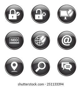 SEO Internet Sign Black Vector Button Icon Design Set 3