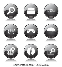 SEO Internet Sign Black Vector Button Icon Design Set 10