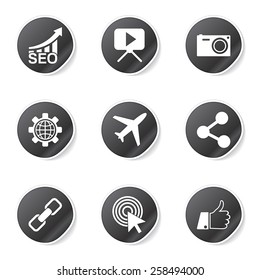 SEO Internet Sign Black Vector Button Icon Design Set 1