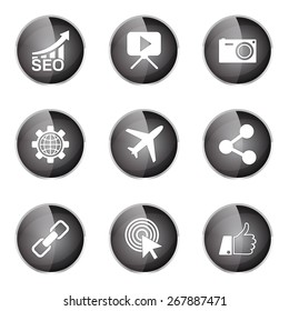 SEO Internet Sign Black Vector Button Icon Design Set 1