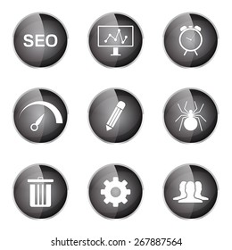SEO Internet Sign Black Vector Button Icon Design Set 8