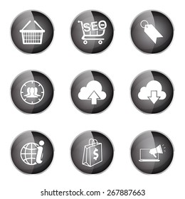 SEO Internet Sign Black Vector Button Icon Design Set 7