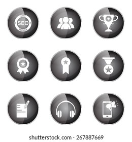 SEO Internet Sign Black Vector Button Icon Design Set 9