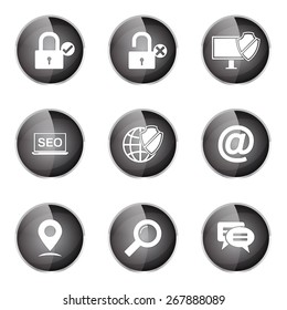 SEO Internet Sign Black Vector Button Icon Design Set 3