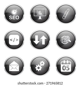 SEO Internet Sign Black Vector Button Icon Design Set 6