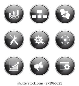 SEO Internet Sign Black Vector Button Icon Design Set 5