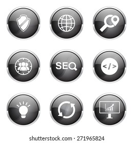 SEO Internet Sign Black Vector Button Icon Design Set 2