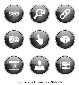 SEO Internet Sign Black Vector Button Icon Design Set 11