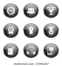 SEO Internet Sign Black Vector Button Icon Design Set 9