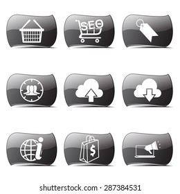 SEO Internet Sign Black Vector Button Icon Design Set 7