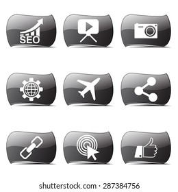 SEO Internet Sign Black Vector Button Icon Design Set 1