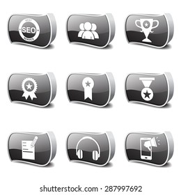 SEO Internet Sign Black Vector Button Icon Design Set 9