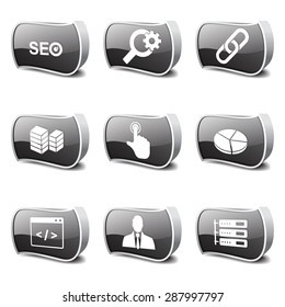 SEO Internet Sign Black Vector Button Icon Design Set 11