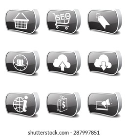 SEO Internet Sign Black Vector Button Icon Design Set 7