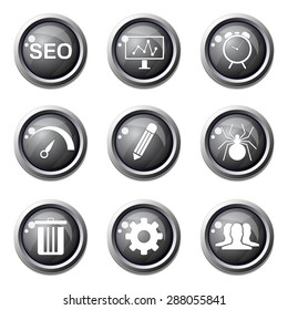 SEO Internet Sign Black Vector Button Icon Design Set 8