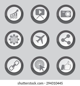 SEO Internet Sign Black Vector Button Icon Design Set 1
