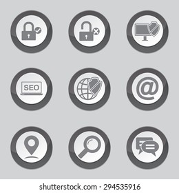 SEO Internet Sign Black Vector Button Icon Design Set 3