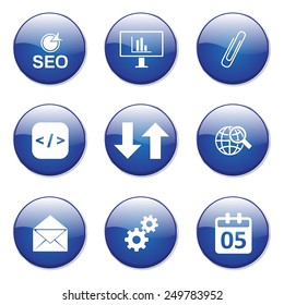 SEO Internet Sign Blue Vector Button Icon Design Set 6